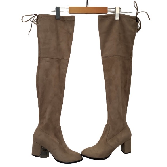 Shoes - OVER THE KNEE FAUX SUEDE BLOCK HEEL BOOTS SZ 9